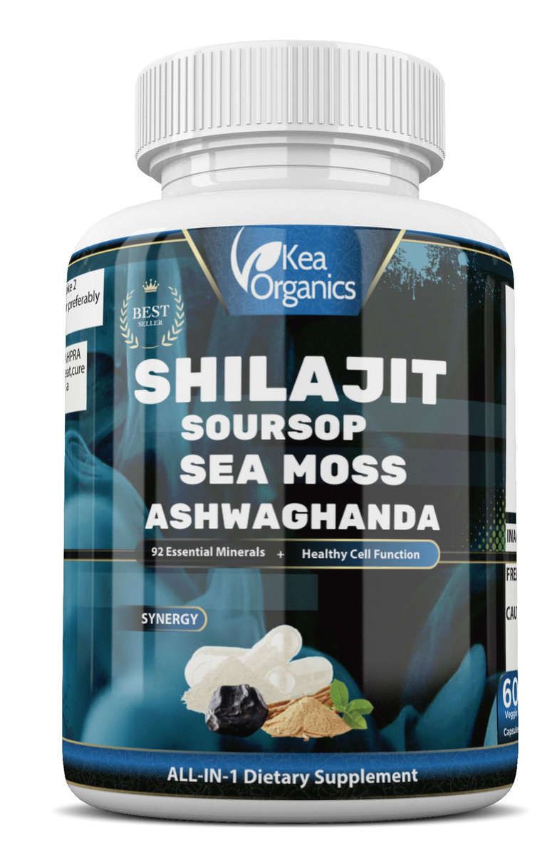 Shilajit,Sea Moss, Lion's Mane, Ashwagandha - 60 Veggie Capsules