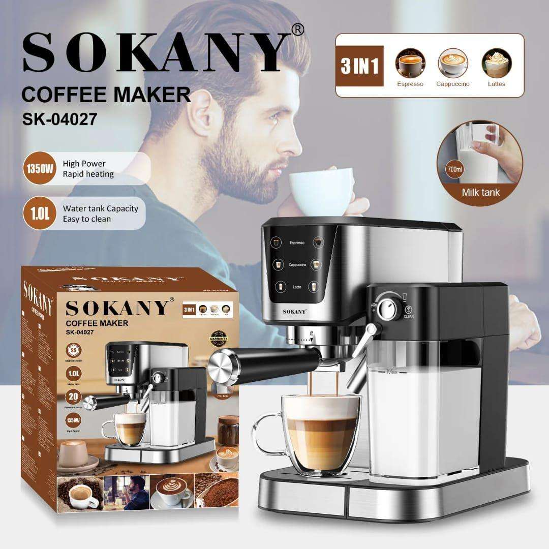 Sokany 3-in-1 Automatic Espresso Coffee Machine with Milk Frother  800W