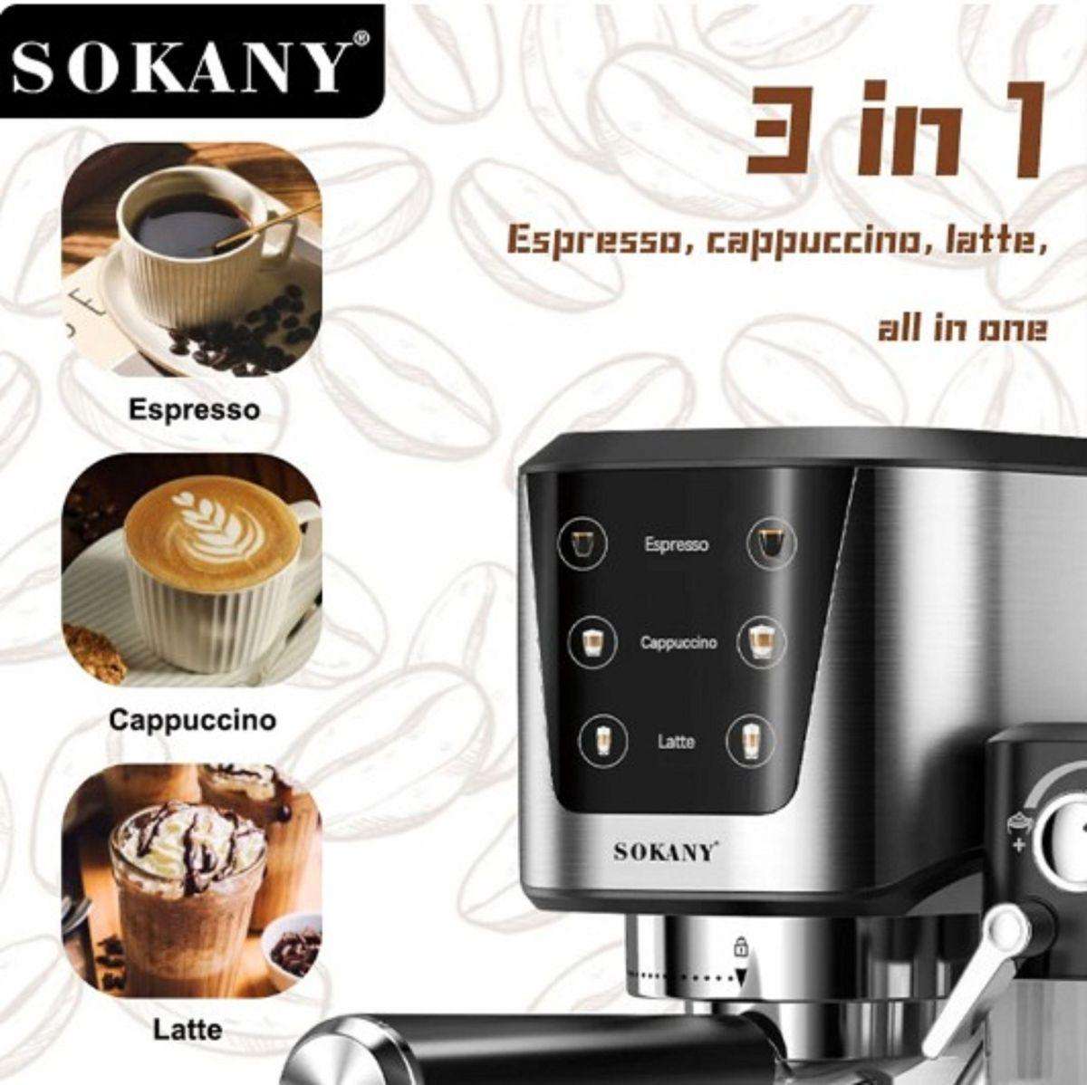 Sokany 3-in-1 Automatic Espresso Coffee Machine with Milk Frother  800W