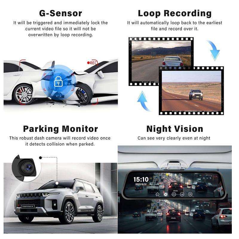 9-Inch Starlight Night Vision Dash Camera  Full HD 1080p Car DVR with Wide-Angle Lens & Loop Record