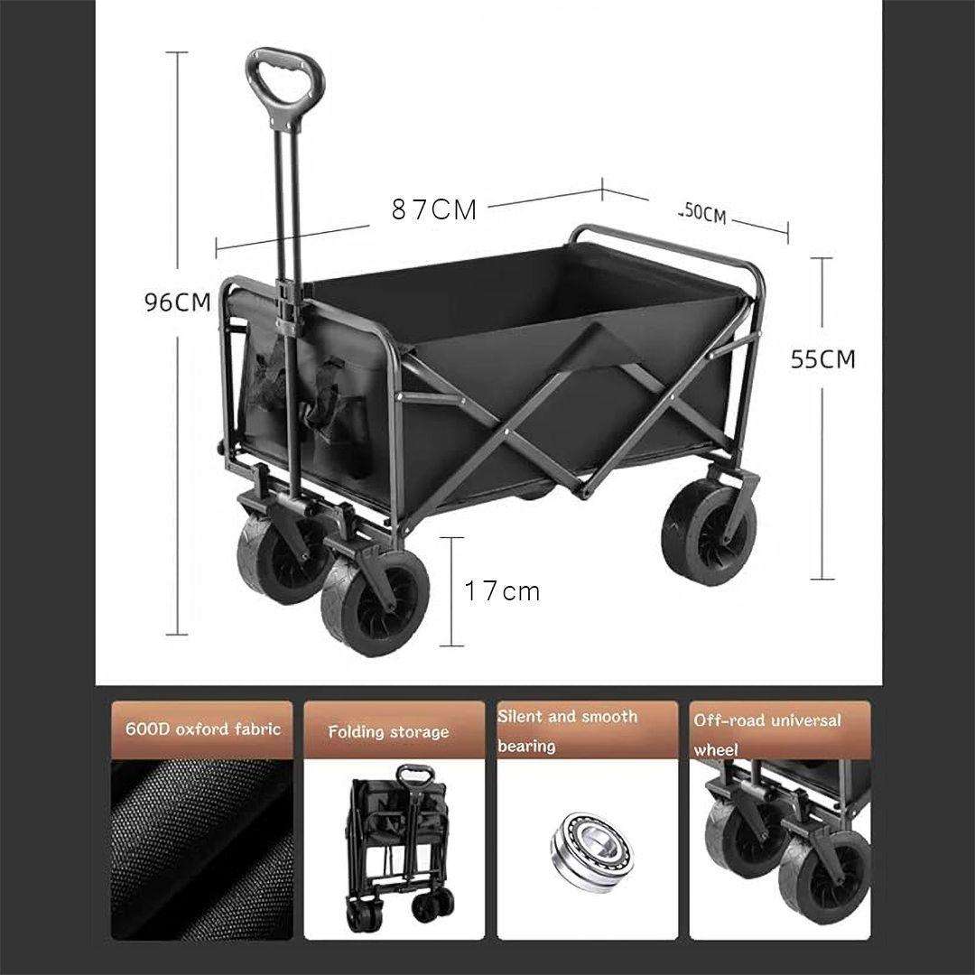 Compact Folding Camping Cart & Heavy-Duty Utility Wagon - All-Terrain Outdoor Gear Trolley for South