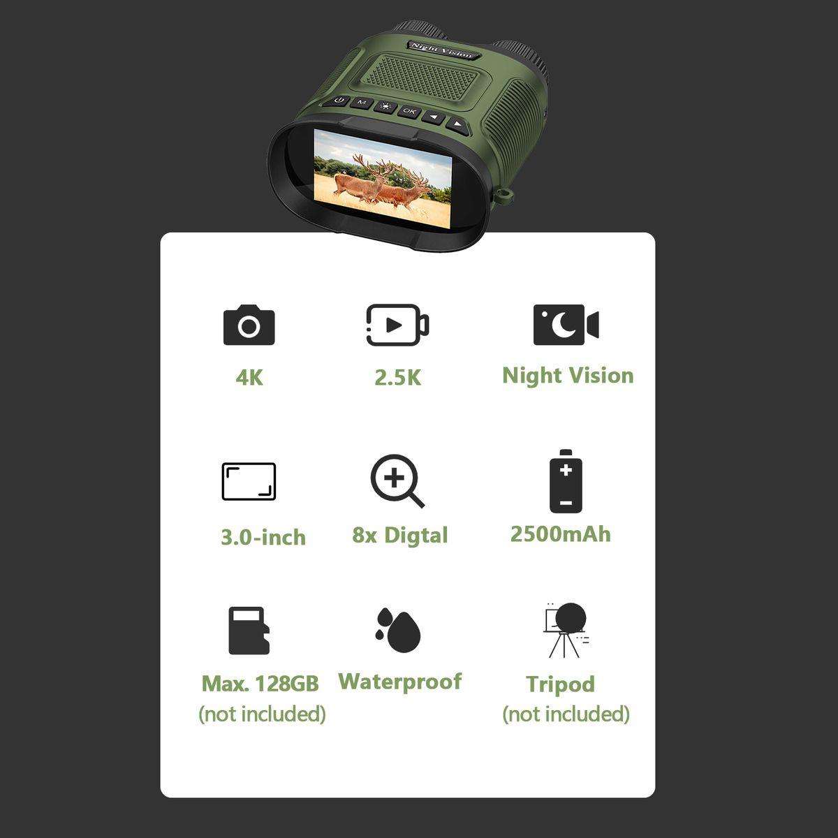 Andowl Q-NV02 Infrared Digital Night Vision Binoculars - Full HD Recording, 300m Range, 64GB SD Card