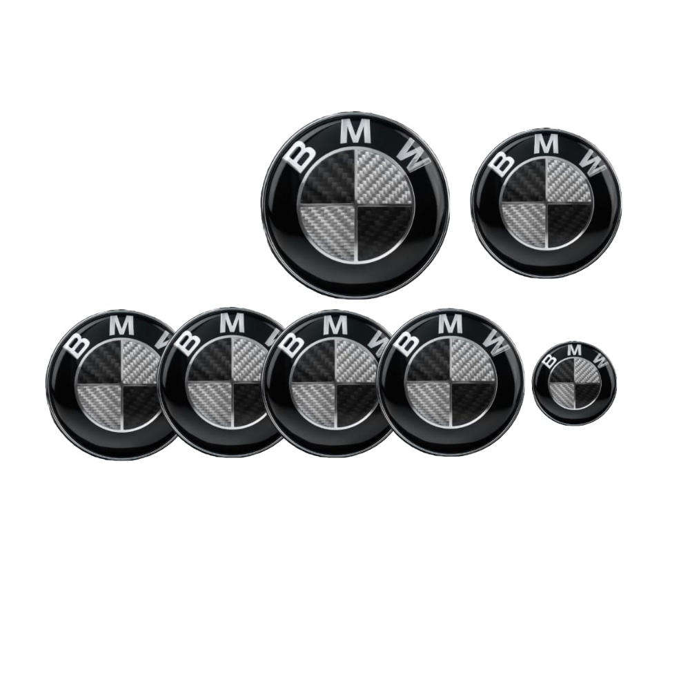 BMW Black & White Carbon Badges (7 piece)