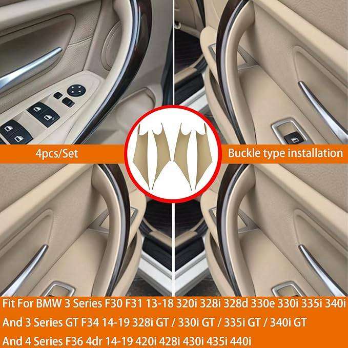 BMW F30 Clip On Inner Door Handles (Beige, 4 Piece)
