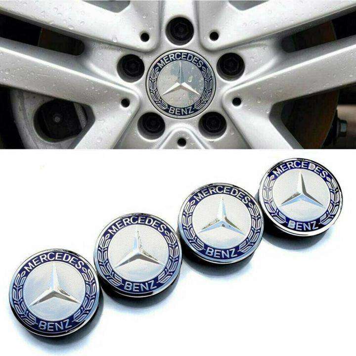 Mercedes Benz Wheel Badges, Blue & Silver (4 piece)