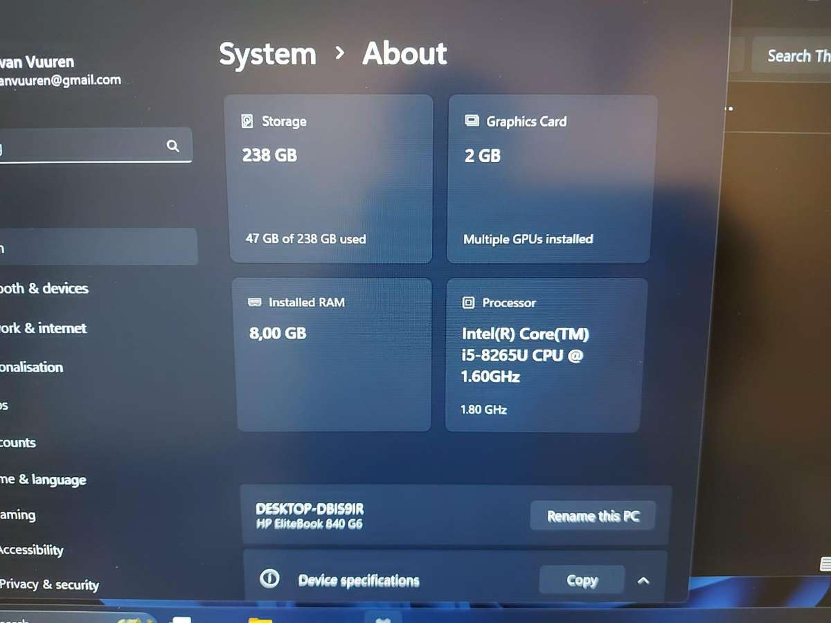 HP Elitebook 840 G6 i5-8265U 1.60GHz 8GB RAM 256GB NVMe SSD