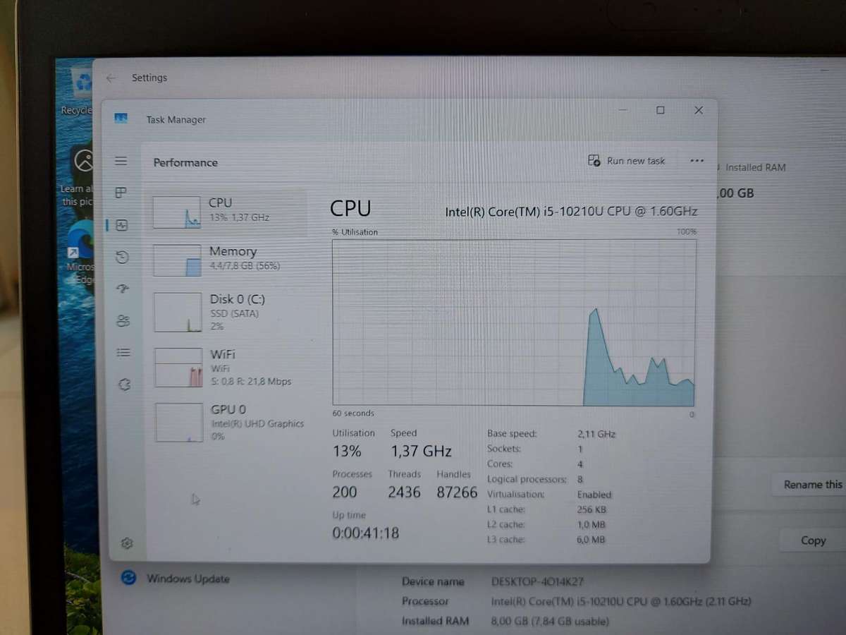 HP ProBook 450 G7 i5-10210U 1.60GHz 8GB RAM 256GB SSD