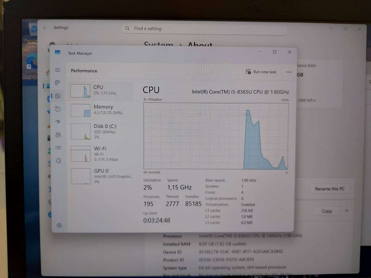 HP EliteBook 850 G6 Core i5-8365U 1.60GHz 8GB Ram 256GB NVMe SSD
