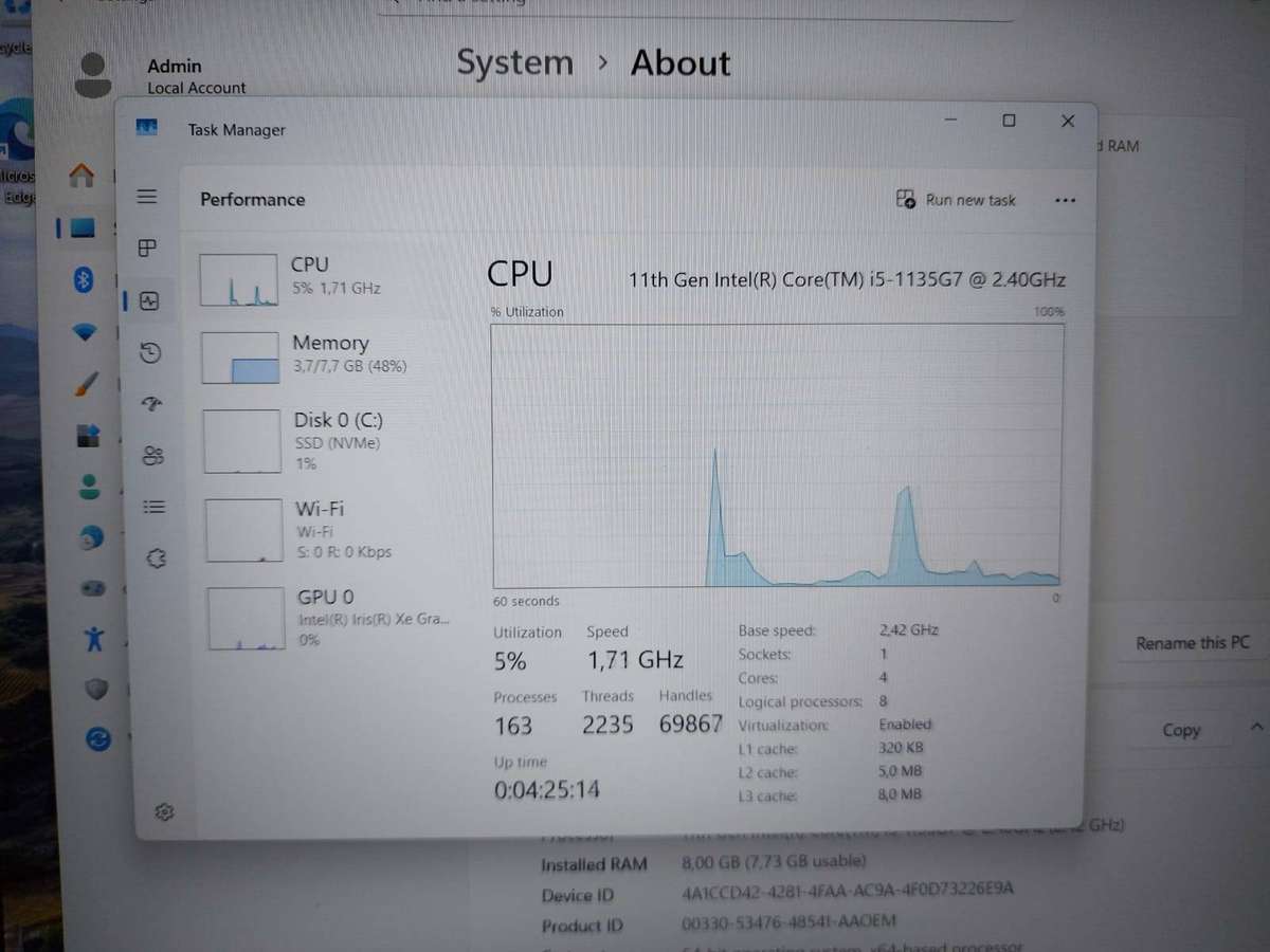 Dell Vostro 3500 Core i5-1135G7 11th Gen 2.40GHz 8GB Ram 256GB NVMe SSD