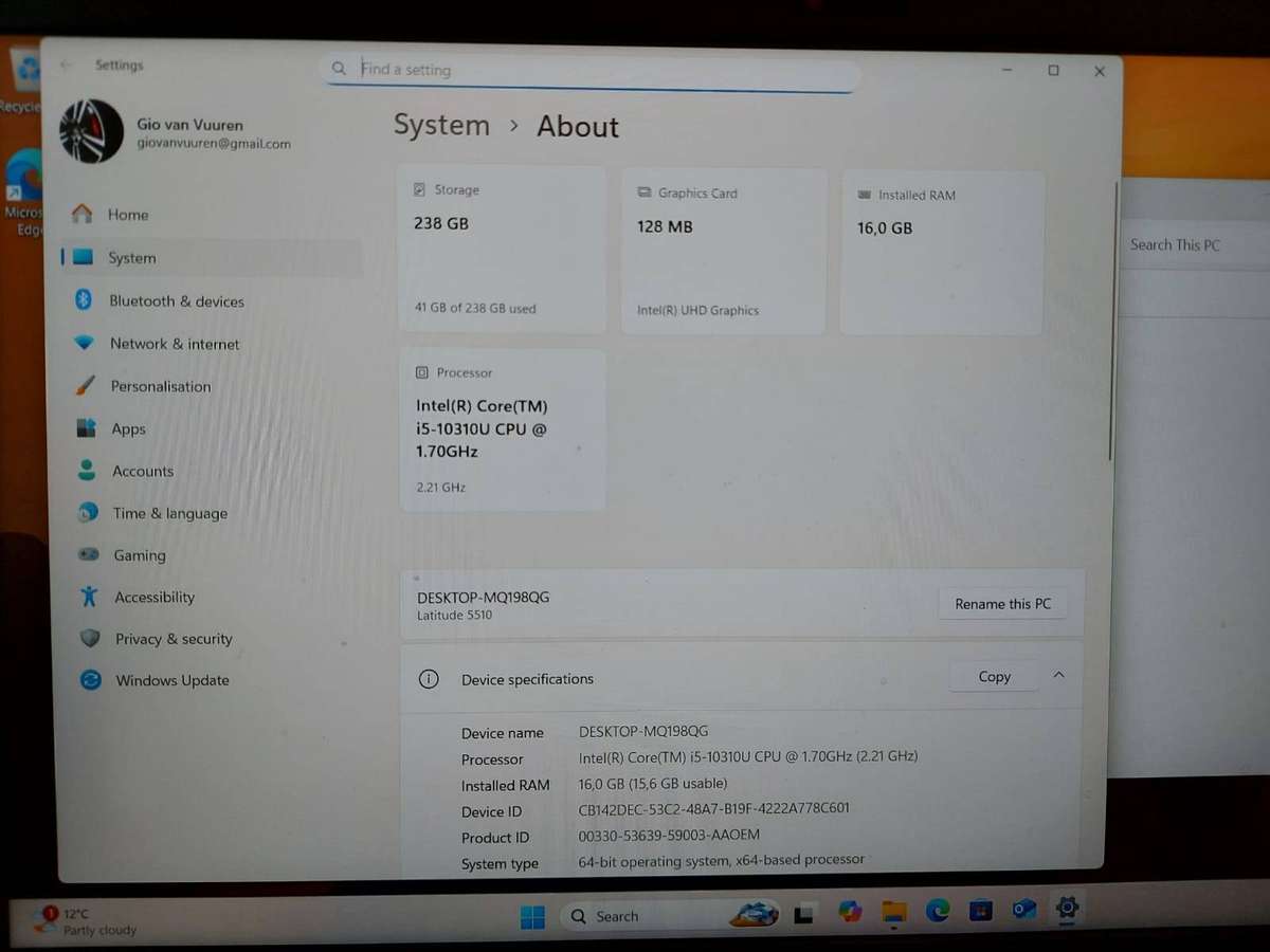 Dell Latitude 5510 Core i5-10310U 1.7GHz 16GB Ram 256GB NVMe SSD