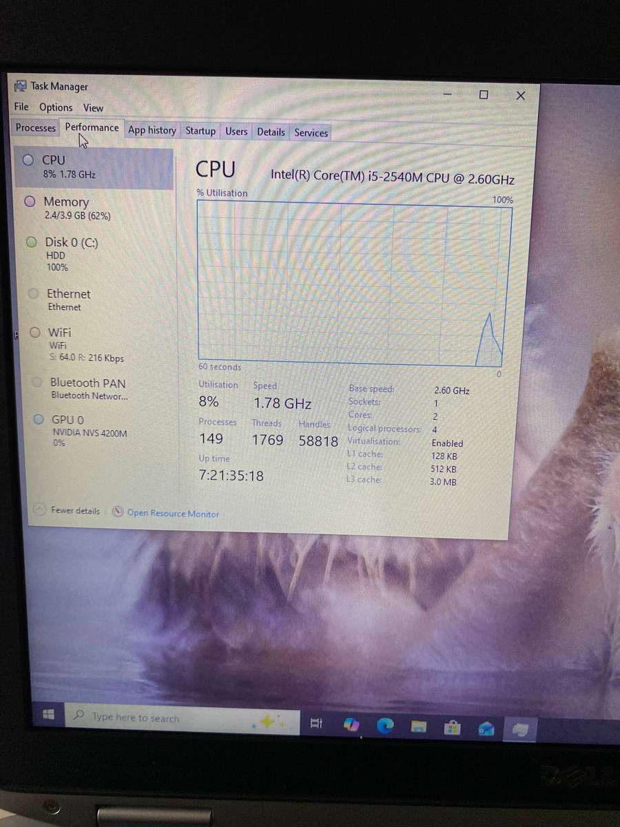 Dell Latitude E6520 Intel I5 @2.60GHz 4 GB RAM 500GB HDD NIVIDIA