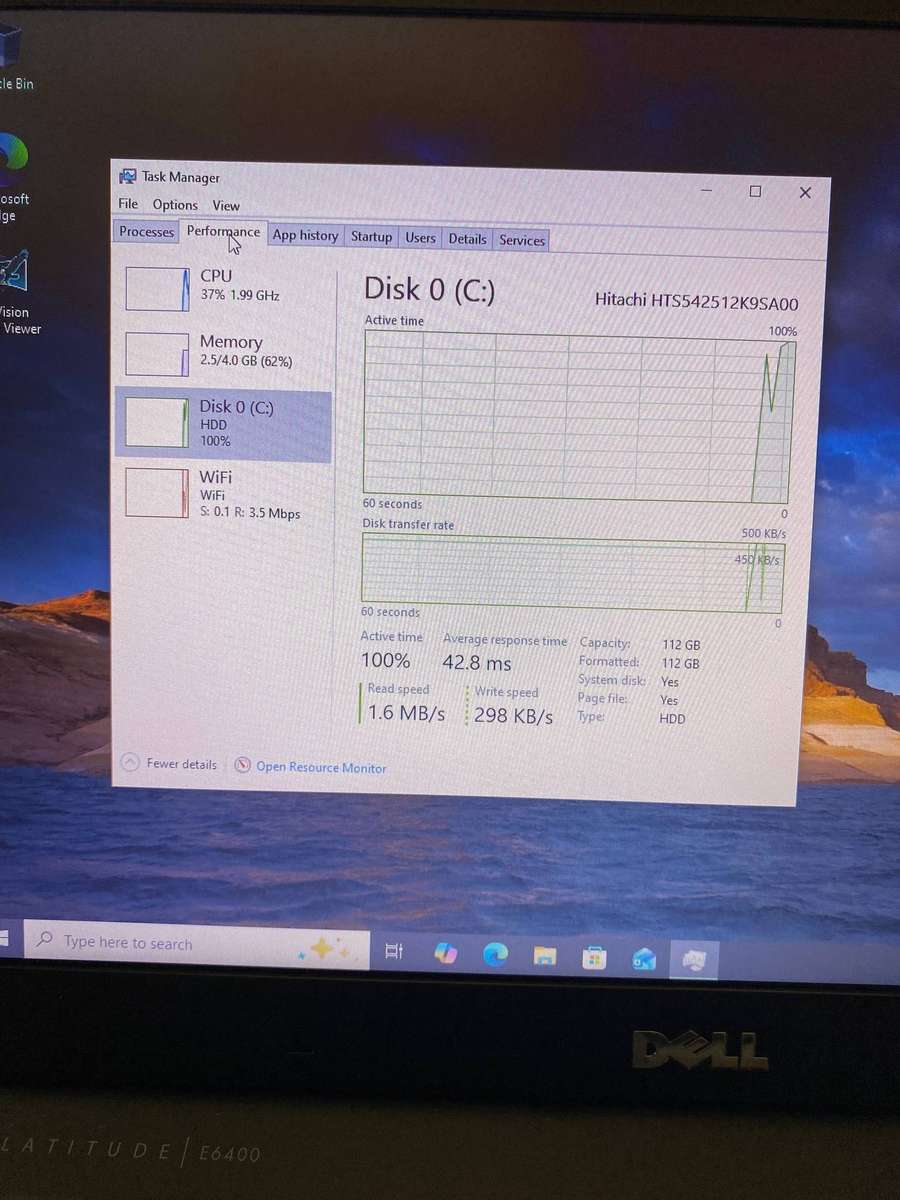 Dell Latitude E600 Intel 2 Duo @2.40GHz 4GB RAM 128GB HDD