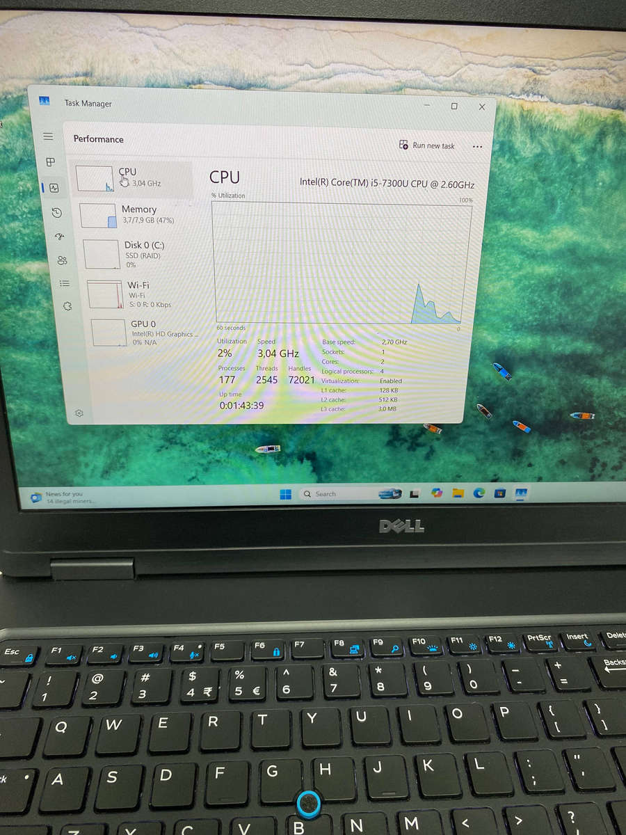 Dell Latitude 5580  Intel Core i5-7300U (Grade C)