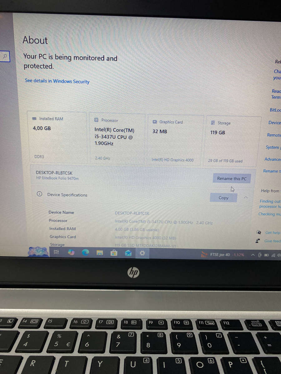 HP EliteBook Folio 9470M Intel Core i5-3437U @ 1.90GHz