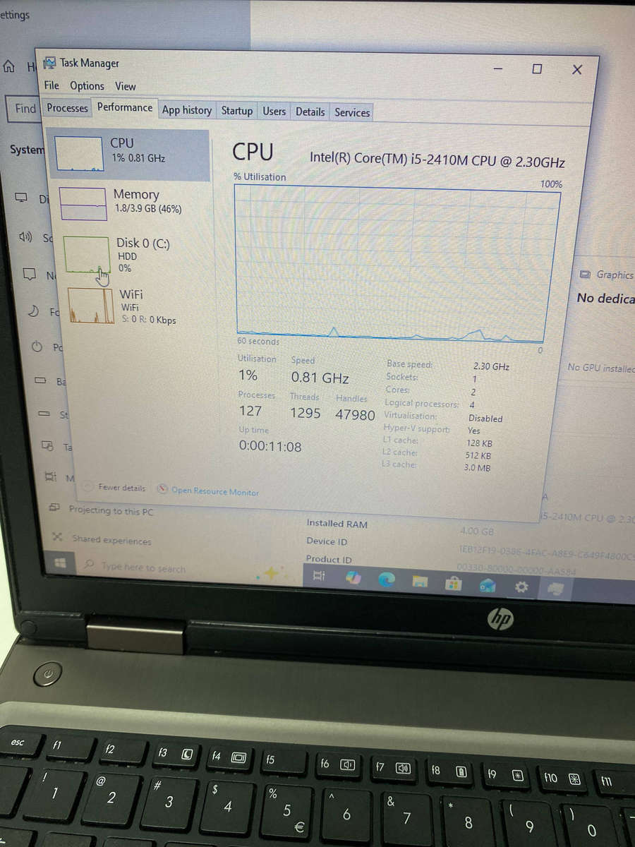 HP ProBook 6560b Intel Core i5-2410M @ 2.30GHz