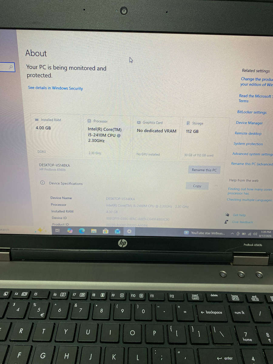 HP ProBook 6560b Intel Core i5-2410M @ 2.30GHz