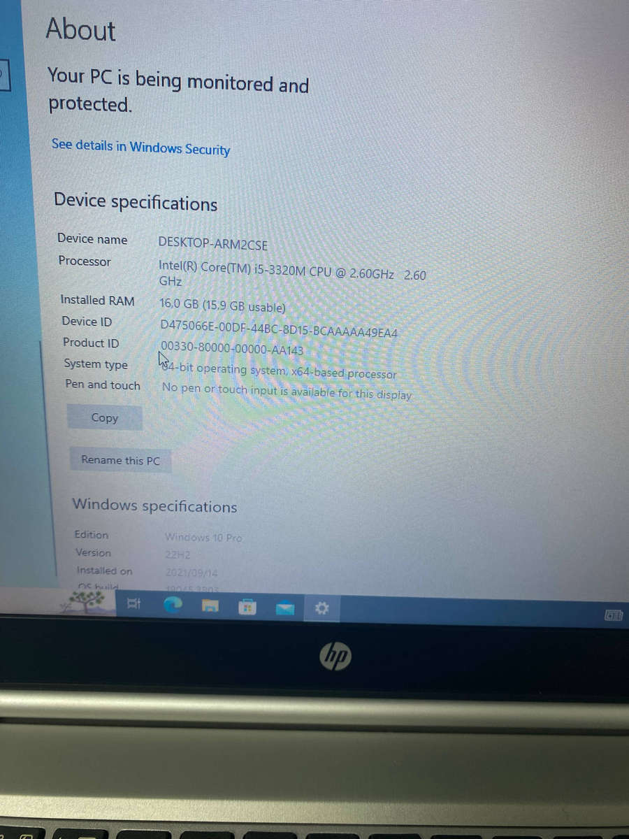 HP EliteBook 8470p Intel Core i5-3320M @ 2.60GHz