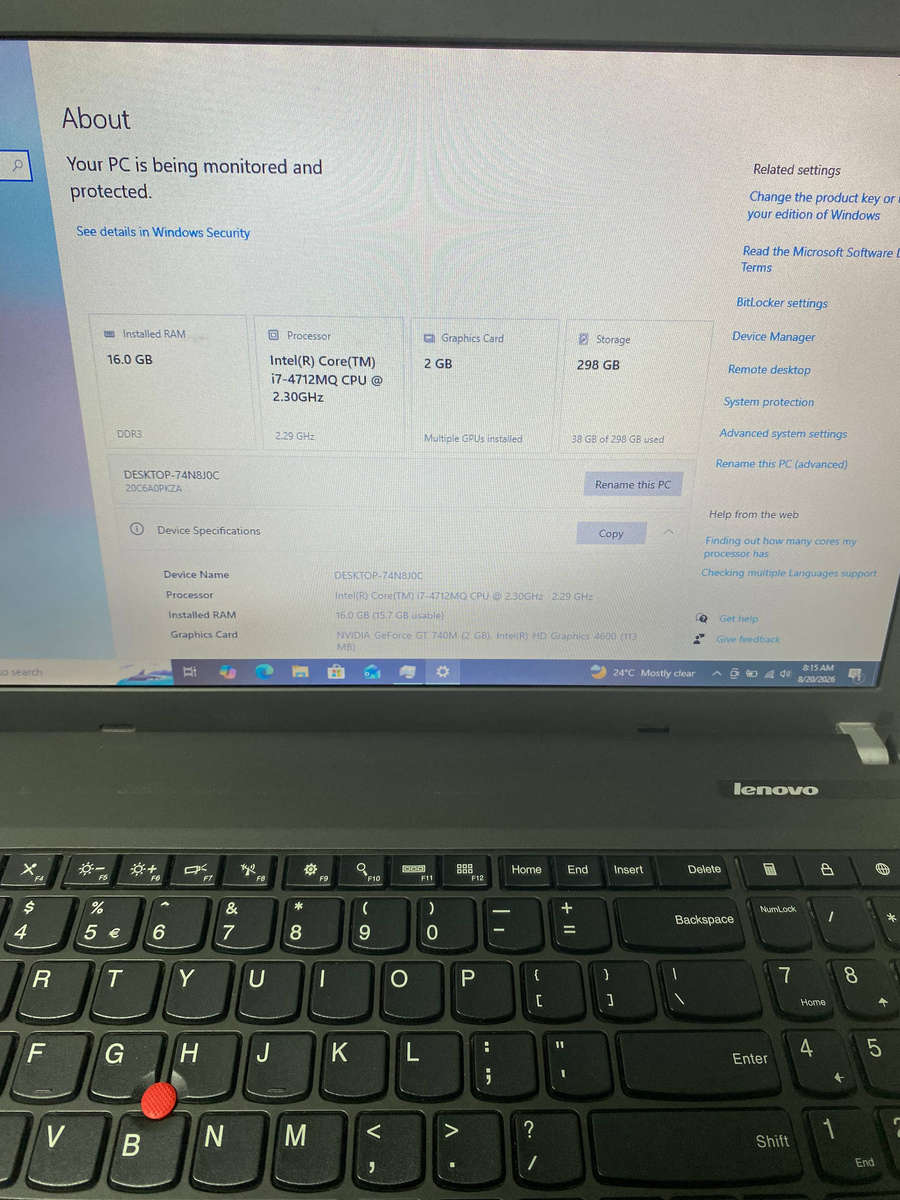 Lenovo ThinkPad E540 Intel Core i7-4712MQ @ 2.30GHz