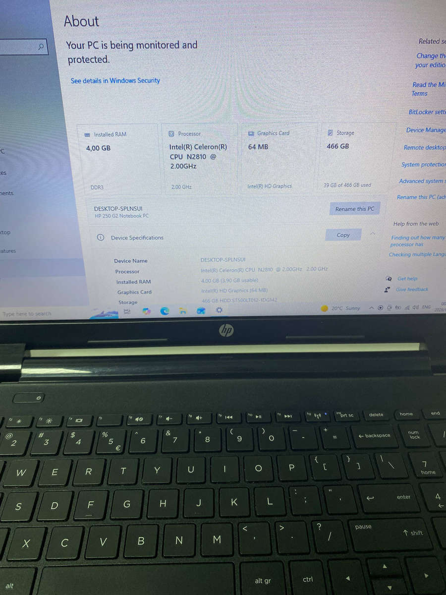 HP 250 G2 Notebook Intel Celeron N2810 @ 2.00GHz