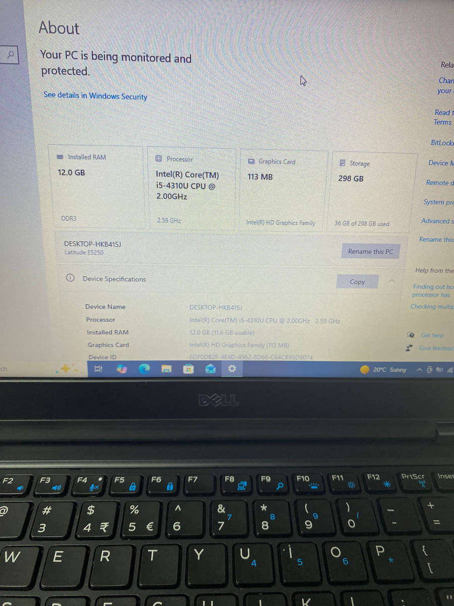 Dell Latitude E5250 Intel Core i5-4310U @ 2.00GHz