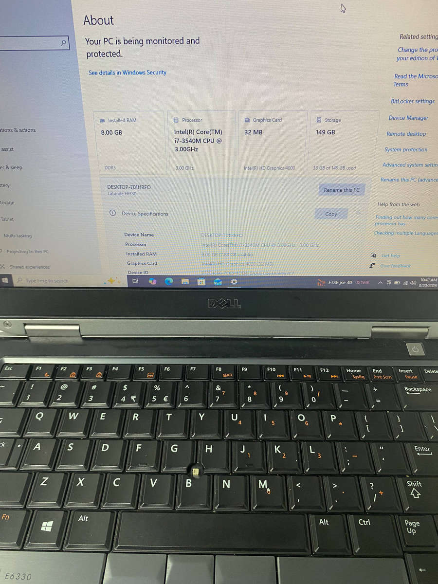 Dell Latitude E6330 Intel Core i7-3540M @ 3.00GHz