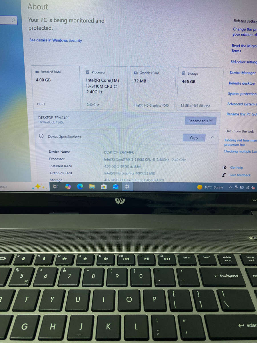 HP ProBook 4540s  Intel Core i3-3110M @ 2.40GHz