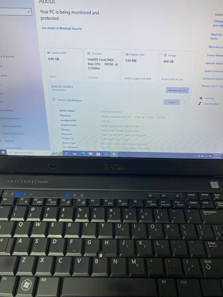 Dell Latitude E6400 Intel Core 2 Duo P8700 @ 2.53GHz