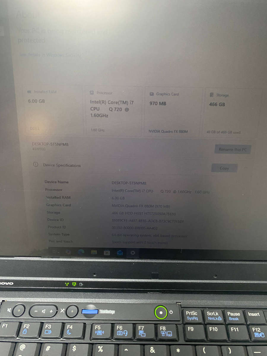 Lenovo ThinkPad W510 Intel Core i7 Q720 @ 1.60GHz (read description)