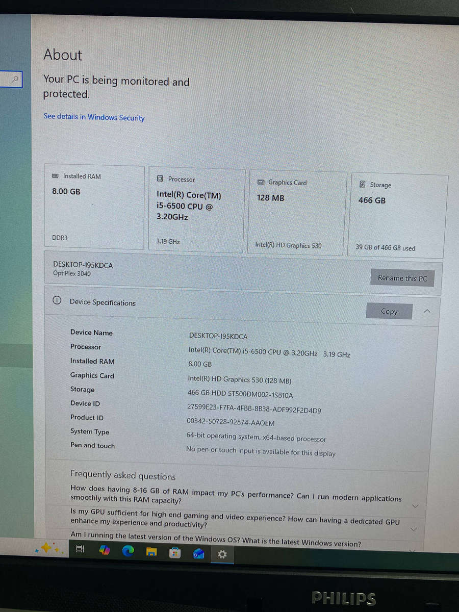 Dell OptiPlex 3040 Desktop PC  Intel Core i5