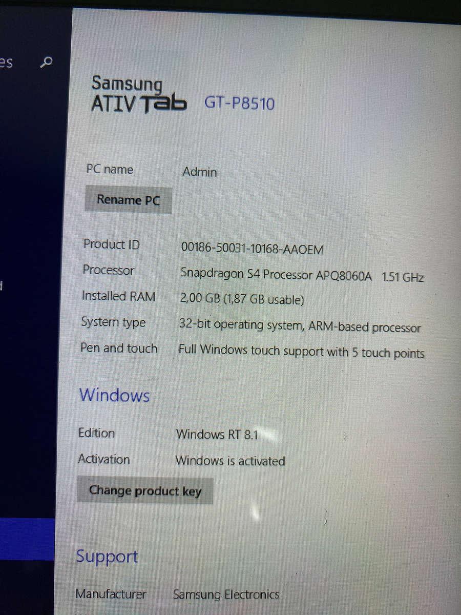 Samsung ATIV Tab (GT-P8510)  10.1 Windows Tablet