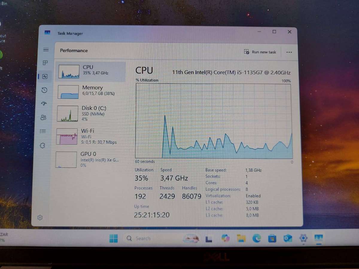Dell Latitude 5520 15.6-inch Core i5-1135G7 @2.40GHz 16GB RAM 256GB NVMe SSD