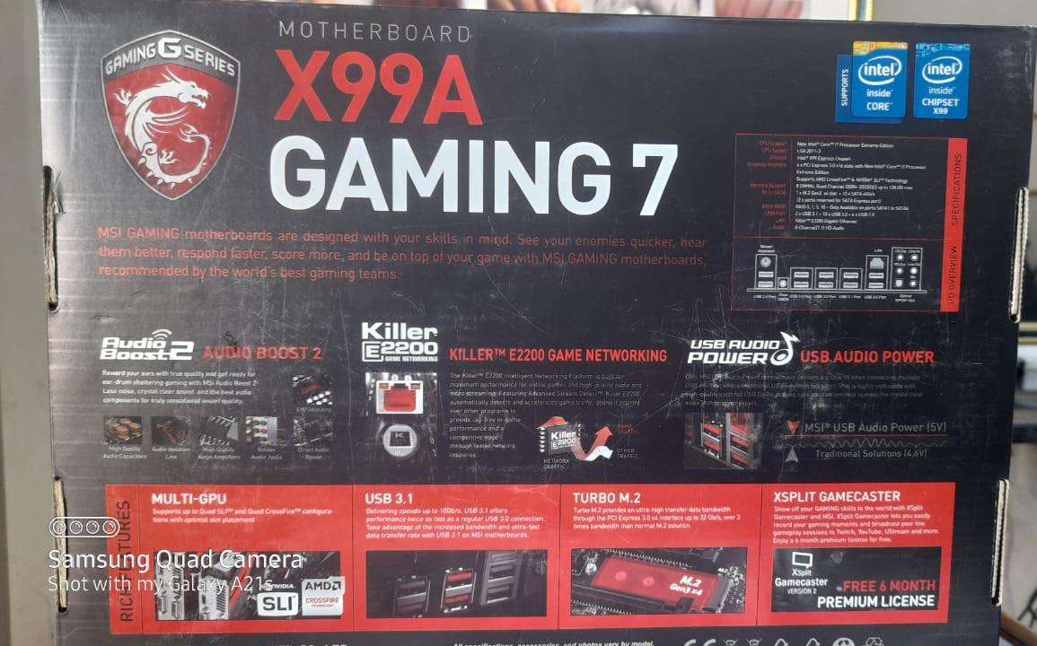 MSI X99A GAMING 7 Intel X99 Chipset LGA 2011-3 Socket ATX Desktop Motherboard 32GB DDR4 Ecc modules
