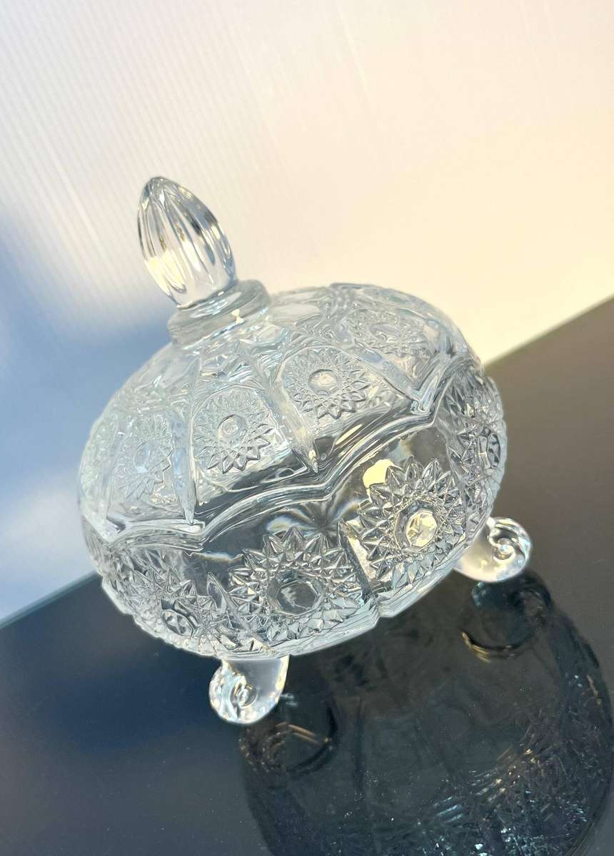 Vintage Bohemian Candy Dish with Lid  Bonbonniere