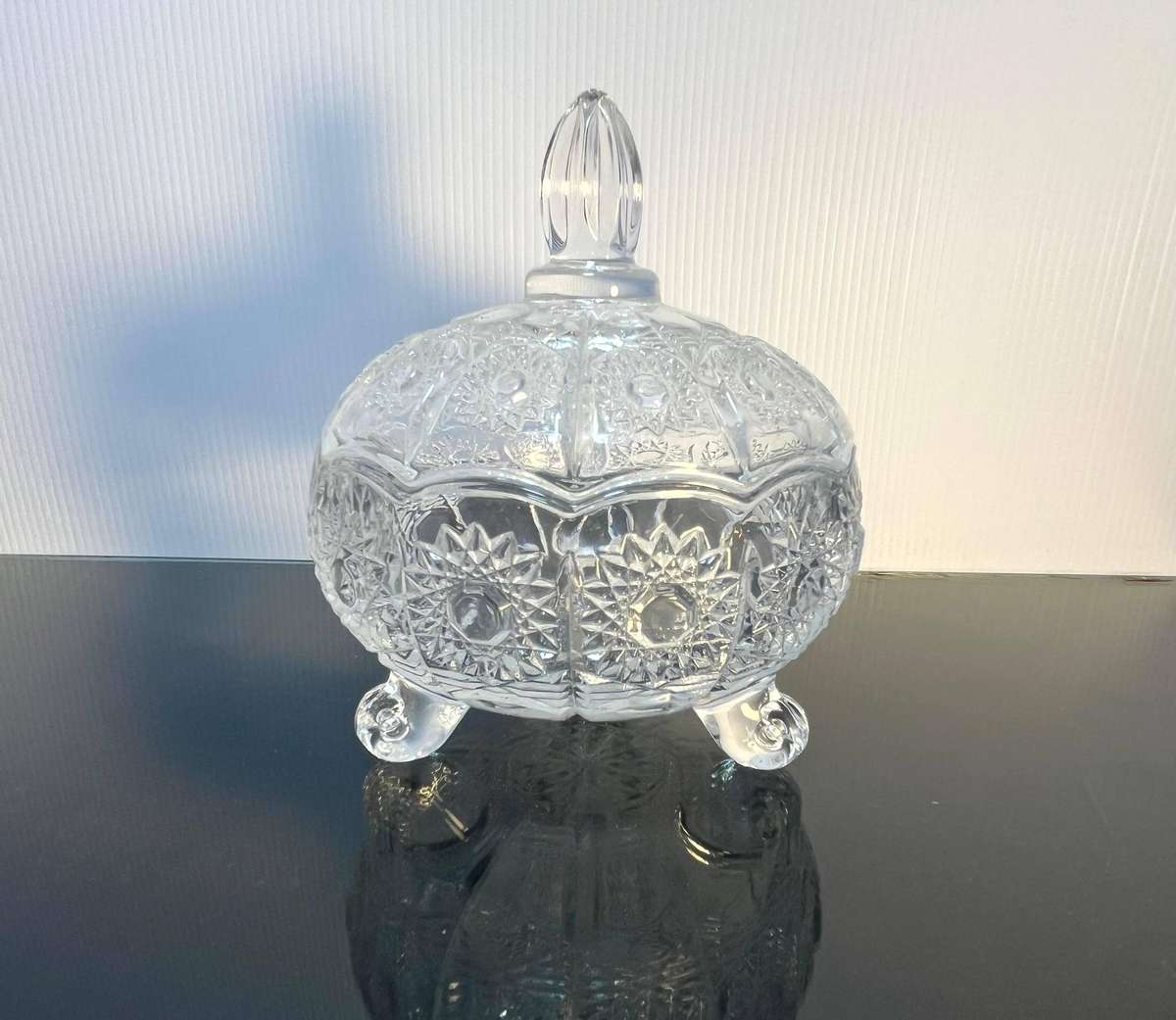 Vintage Bohemian Candy Dish with Lid  Bonbonniere