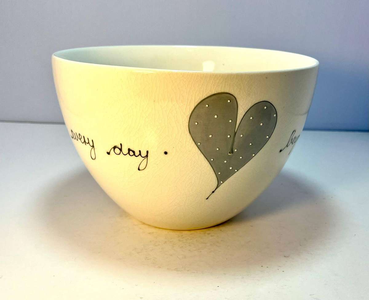 Urchin Art Heart & Words Grey Salad Bowl  Handcrafted Love from Cape Town 