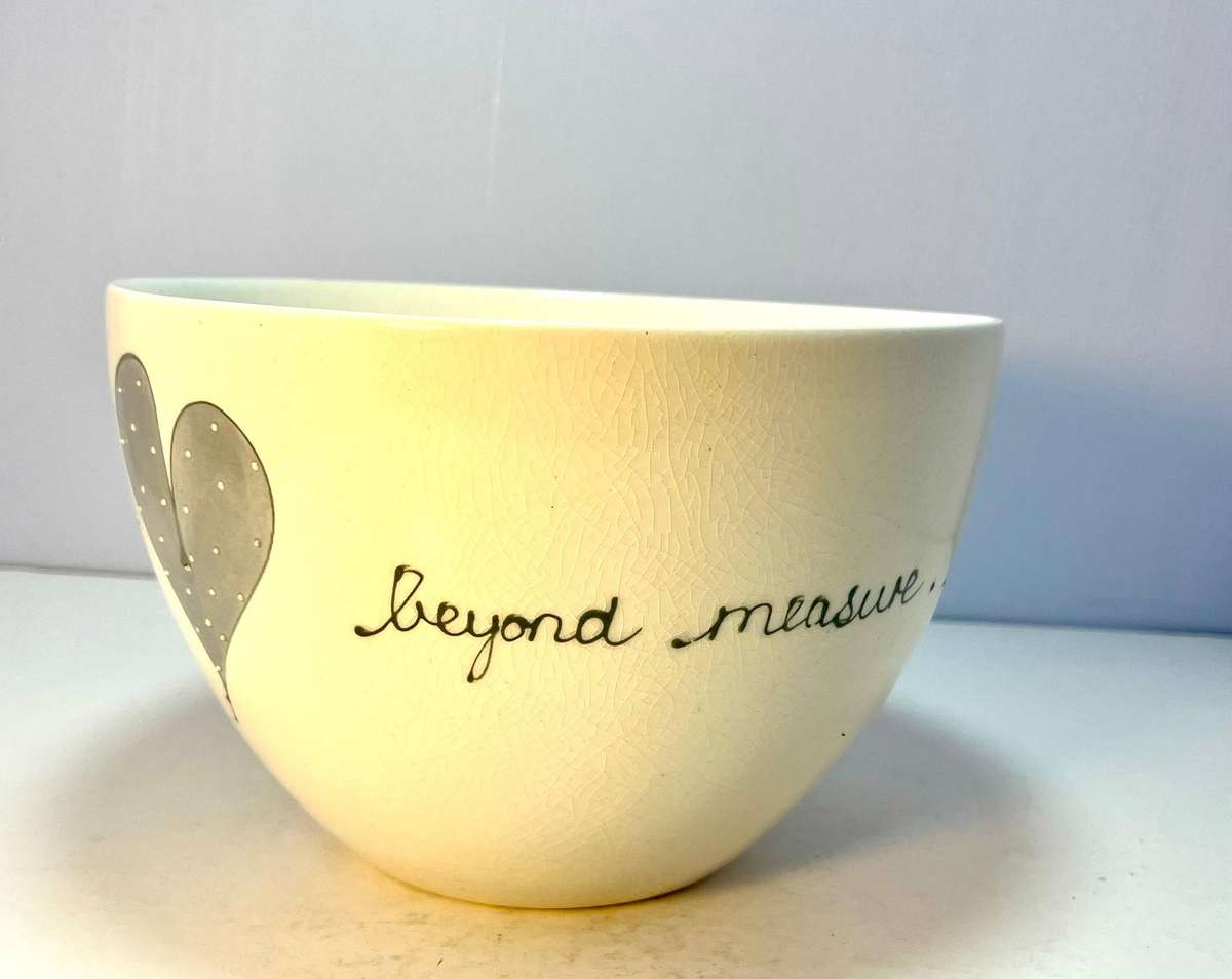 Urchin Art Heart & Words Grey Salad Bowl  Handcrafted Love from Cape Town 
