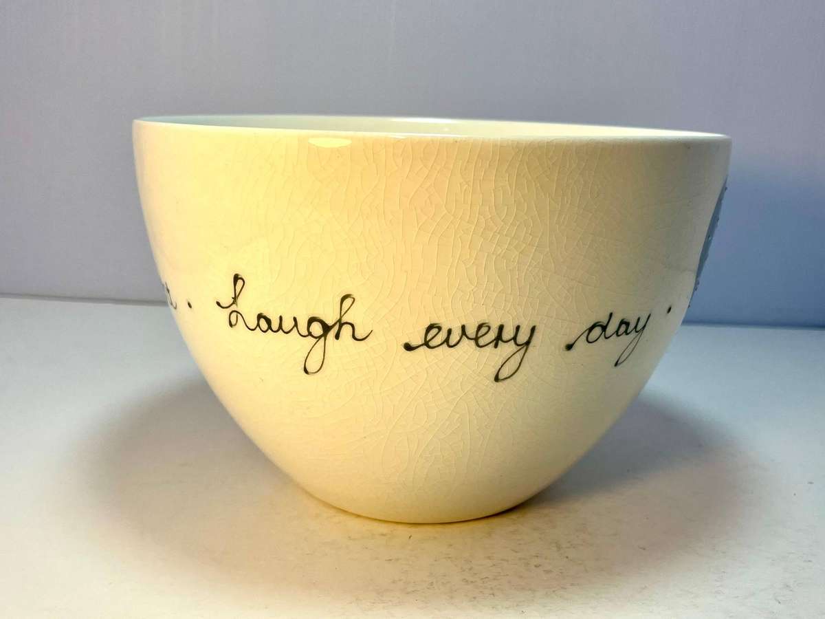 Urchin Art Heart & Words Grey Salad Bowl  Handcrafted Love from Cape Town 