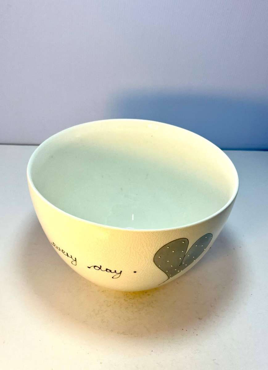 Urchin Art Heart & Words Grey Salad Bowl  Handcrafted Love from Cape Town 