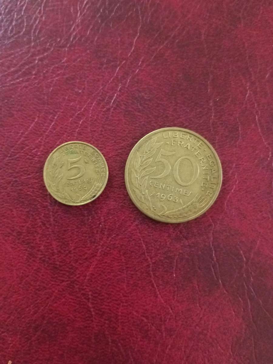 Rare coins 50 and 5 Centimes 1963 & 1969 - Republic of France coins