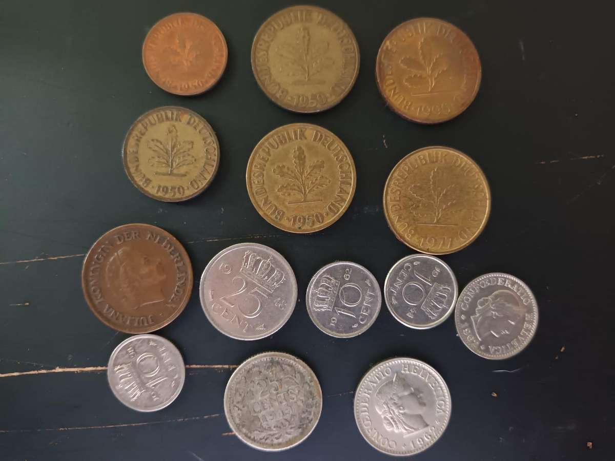 14 rare coins - 6 Deutschland Pfennig, 8 Nederland coins
