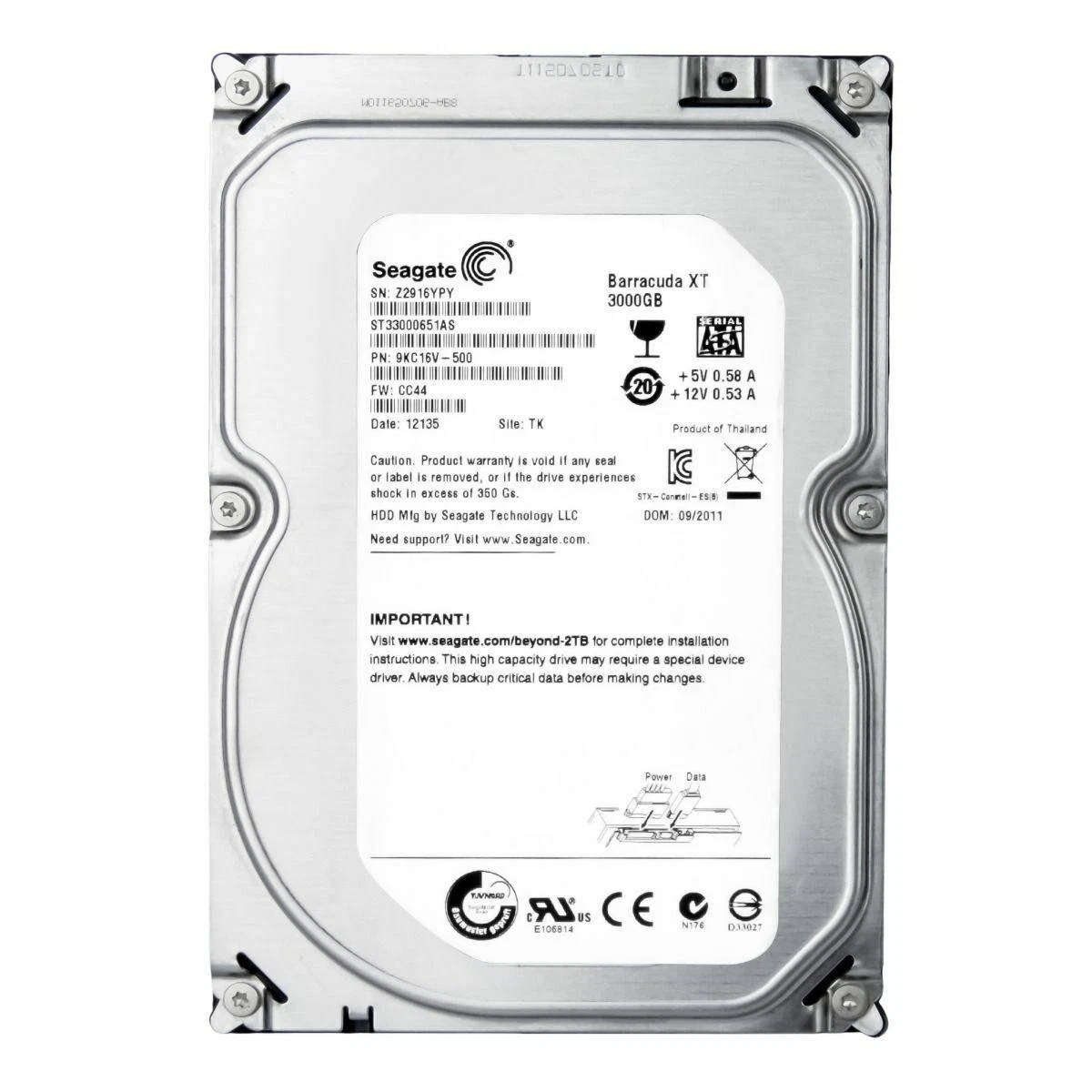 Seagate BarraCuda XT 3TB 3.5" Desktop Internal Hard Drive Disk