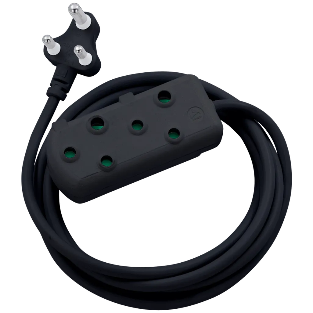 Switched Light-Duty Side-by-Side (SBS) Extension Leads 3m - BK