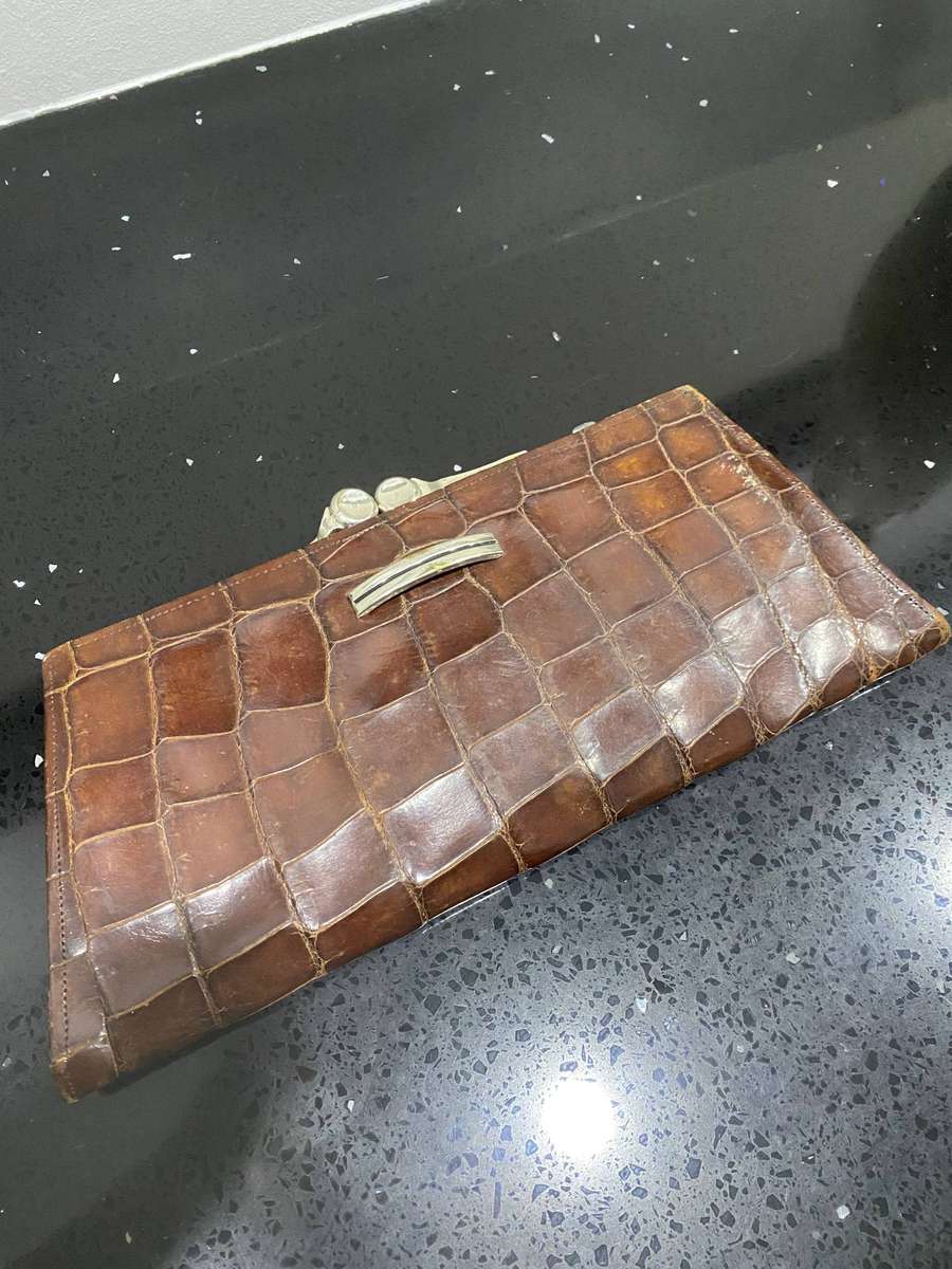 Vintage 1930s Crocodile Clutch Purse