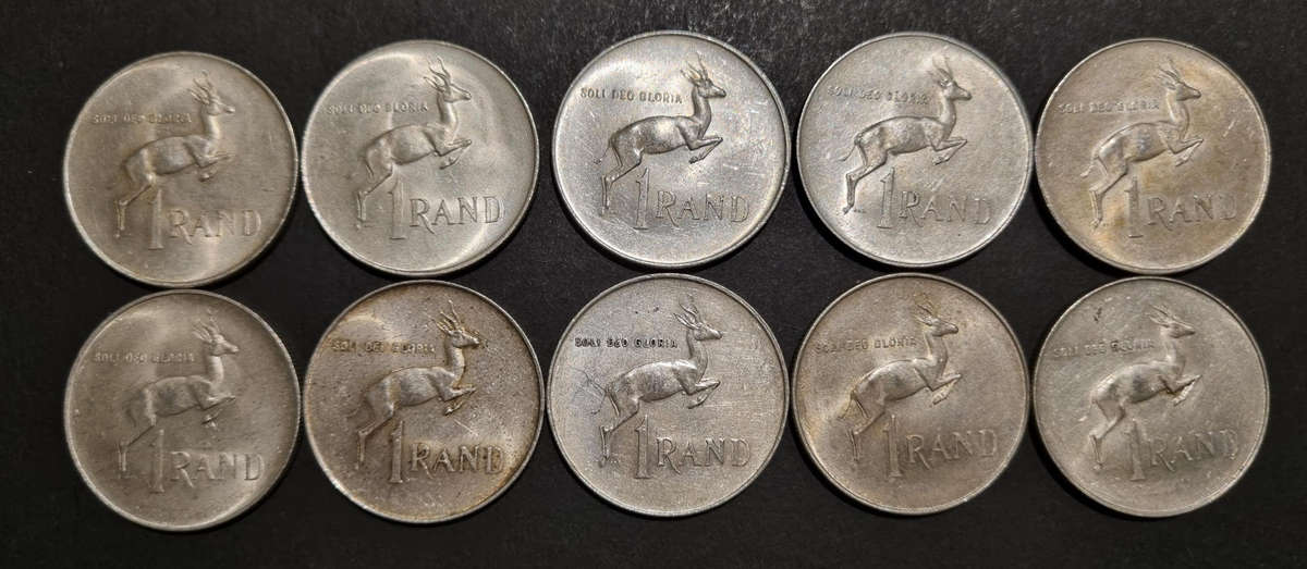 10 × 1966 Afrikaans R1 Coins
