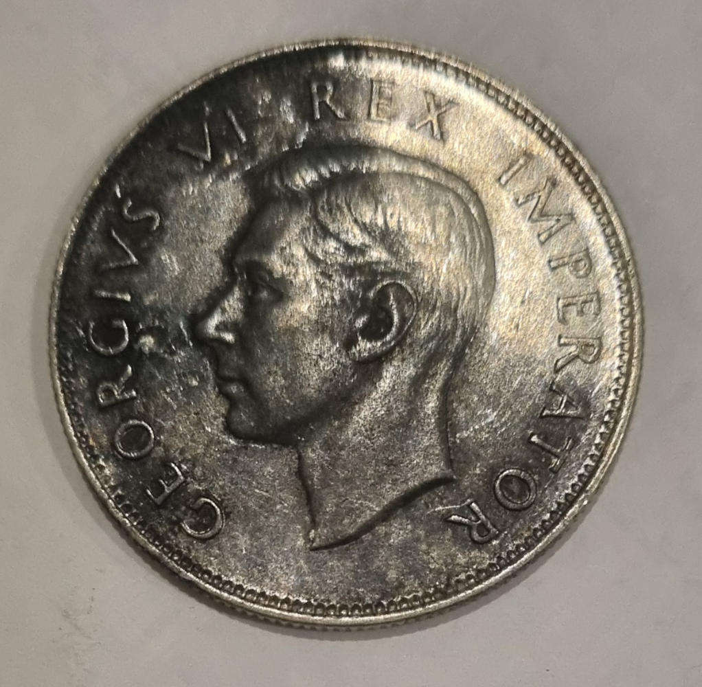 1942 South Africa 2½ Shillings  King George VI  Silver Coin with Extremely Beautiful Tarnish
