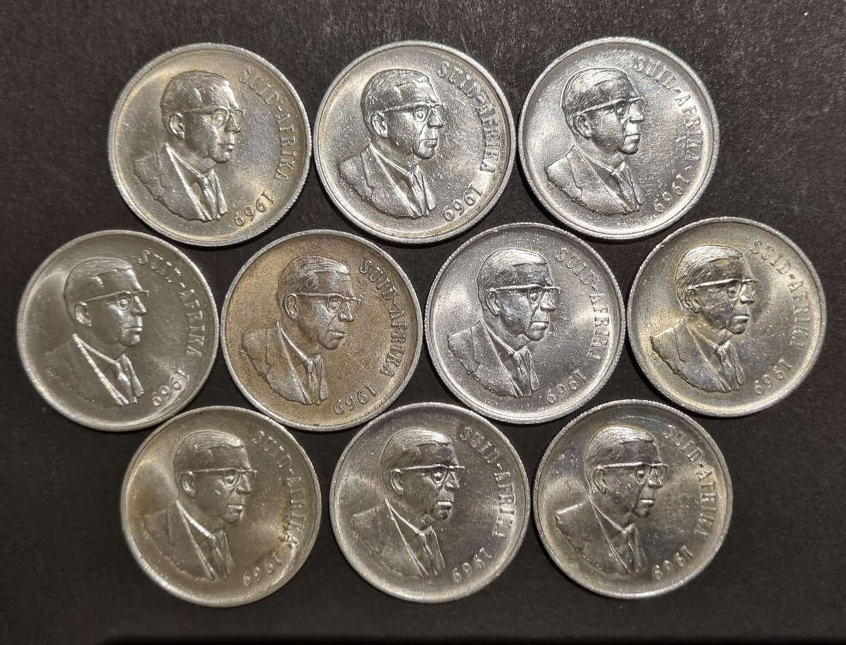 10 × 1969 Afrikaans R1 Coins