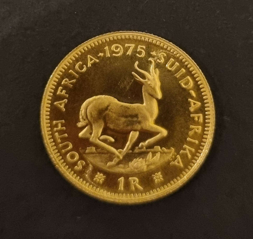 1975 South Africa 1 Rand Gold Coin  Rare Collectible, 3.66g Pure Gold