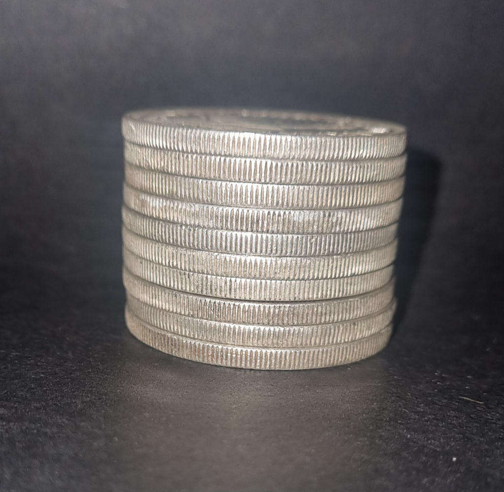 10 × 1949 5 Shilling coins
