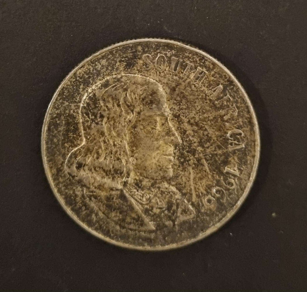 1966 South Africa 1 Rand  Silver Springbok Coin  Rare Collectible (Tarnished Condition)