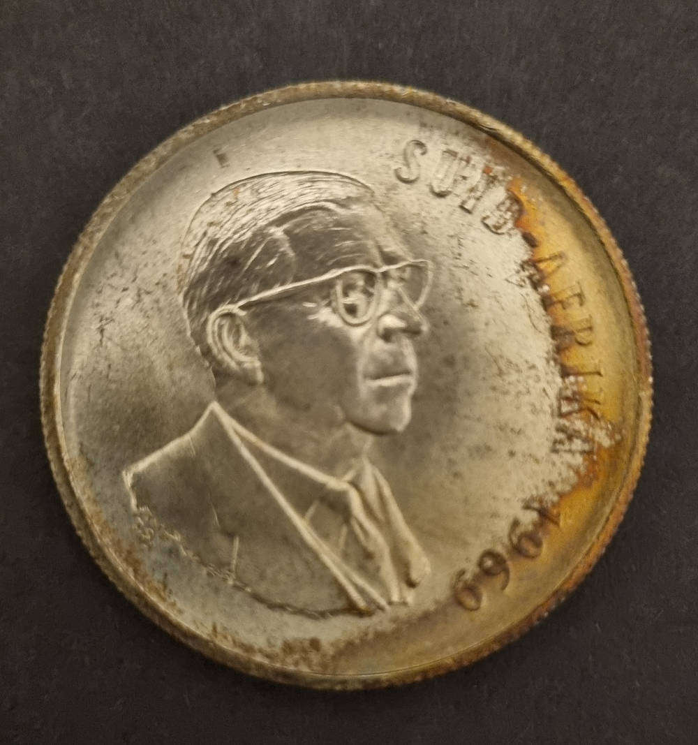1969 Afrikaans proof R1 coin